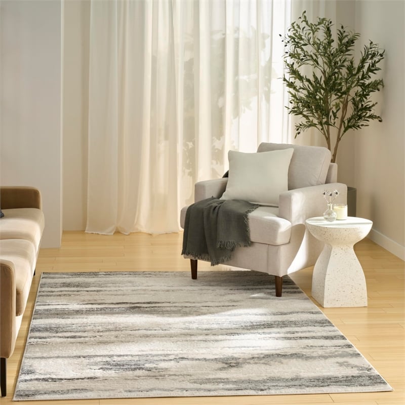 Nourison Home Serenity Home 6' x 9' Polyester Grey Multicolor Area Rug