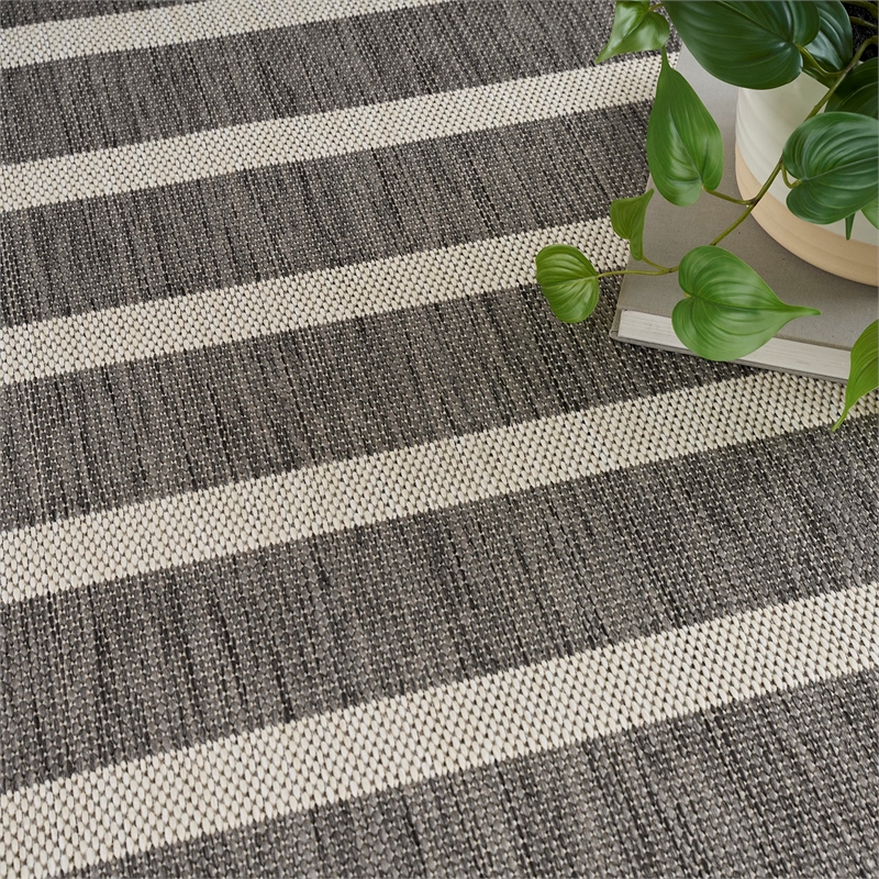 Nourison Positano 5' x 7' Fabric Charcoal Ivory Area Rug