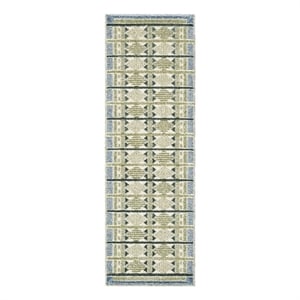 Nourison Home Nordic 6' Runner Polyester Green Blue Area Rug