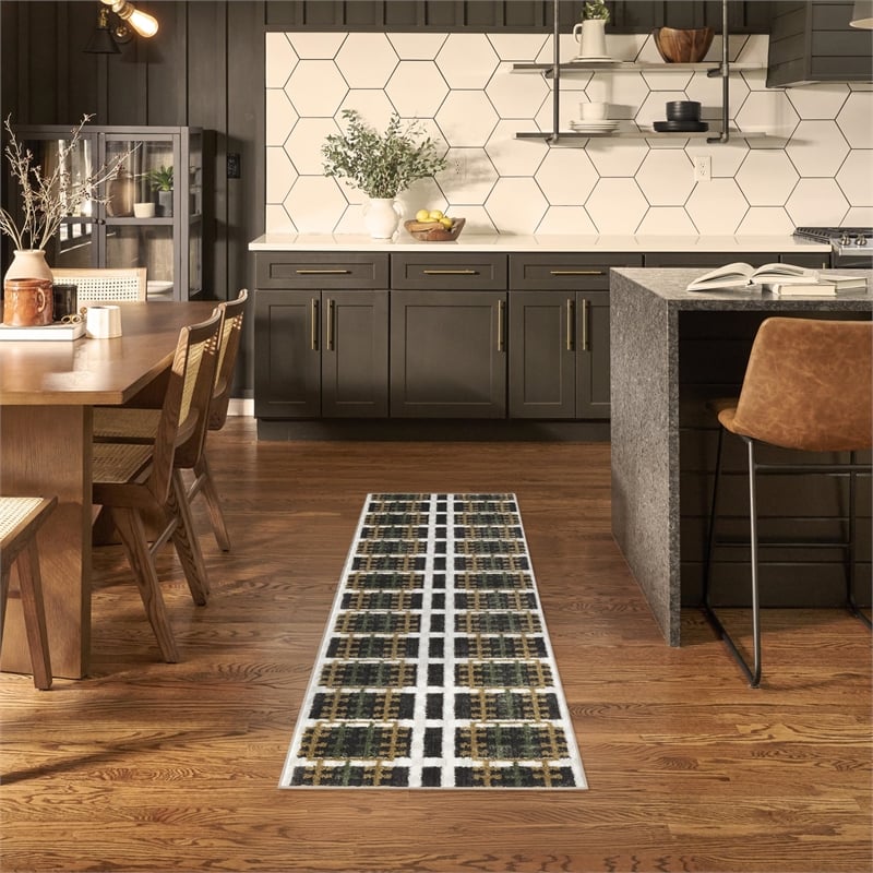 Nourison Home Nordic 6' Runner Polyester Charcoal Multicolor Area Rug