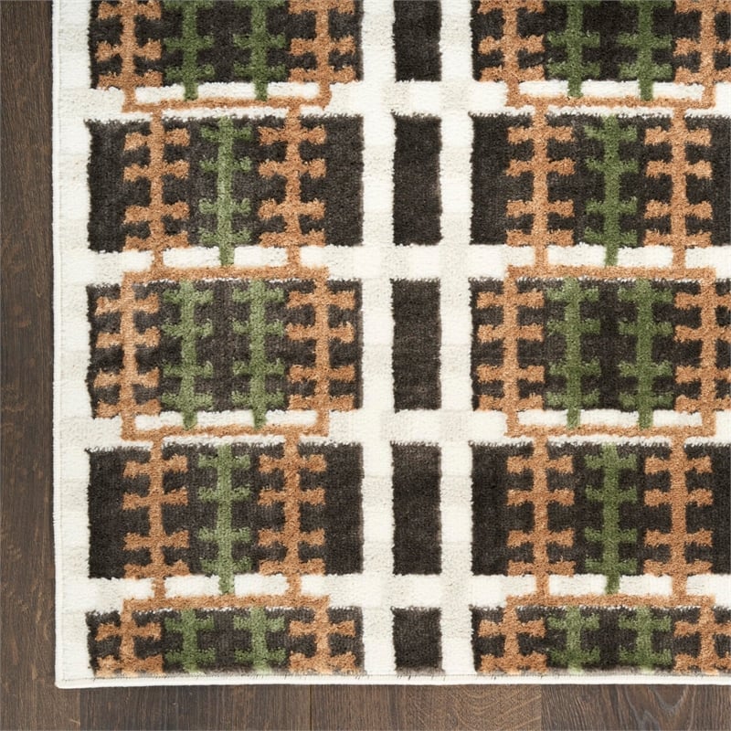 Nourison Home Nordic 6' Runner Polyester Charcoal Multicolor Area Rug