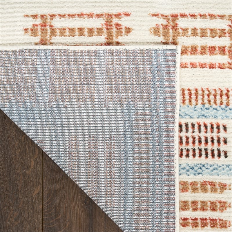 Nourison Home Nordic 6' Runner Polyester Ivory Rust Area Rug