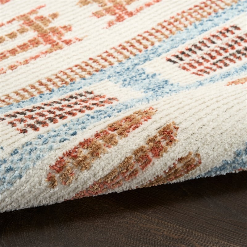 Nourison Home Nordic 6' Runner Polyester Ivory Rust Area Rug