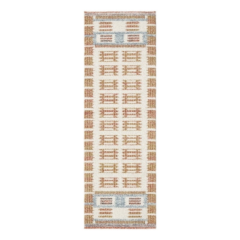 Nourison Home Nordic 6' Runner Polyester Ivory Rust Area Rug