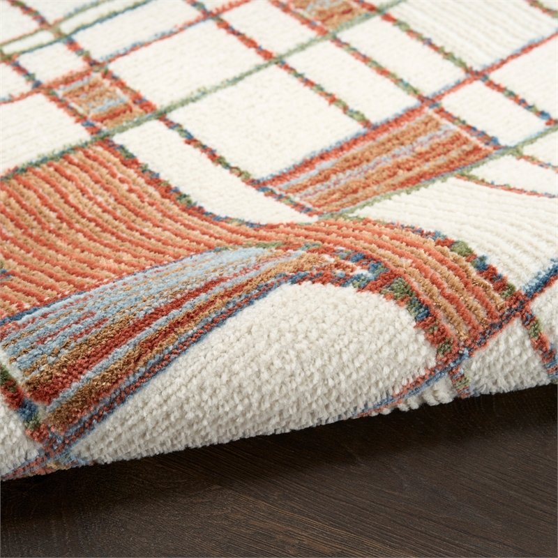 Nourison Home Nordic 6' Runner Polyester Ivory Rust Area Rug