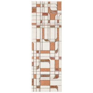 Nourison Home Nordic 6' Runner Polyester Ivory Rust Area Rug