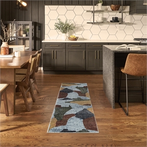 Nourison Home Nordic 6' Runner Polyester Blue Multicolor Area Rug