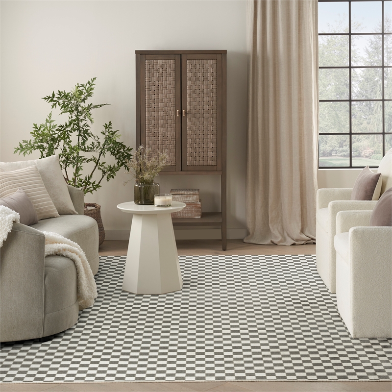 Nourison Home Serenity Home 8' x 10' Polyester Ivory Grey Area Rug