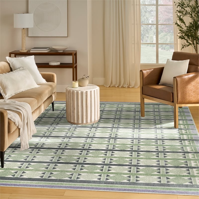 Nourison Home Nordic 8' x 10' Polyester Green Blue Area Rug