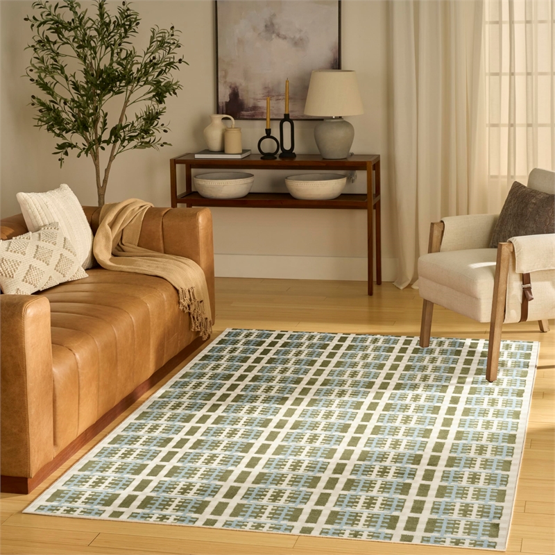 Nourison Home Nordic 5' x 7' Polyester Blue Green Area Rug
