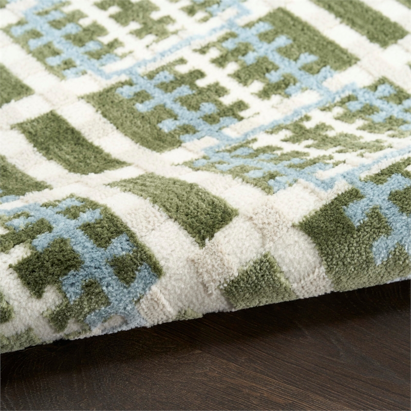 Nourison Home Nordic 5' x 7' Polyester Blue Green Area Rug