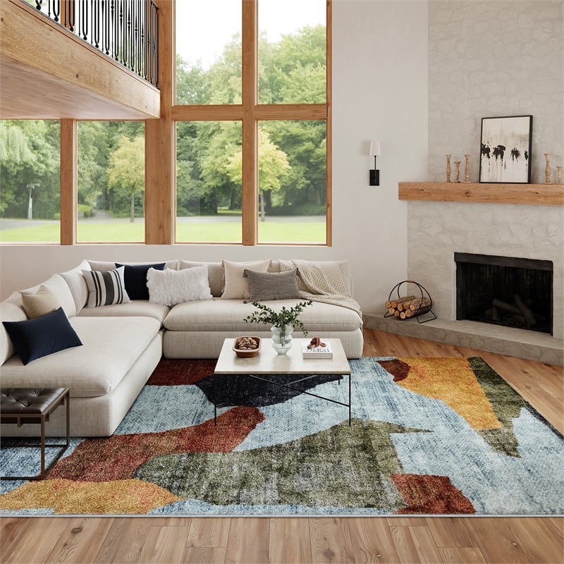 Nourison Home Nordic 8' x 10' Polyester Blue Multicolor Area Rug