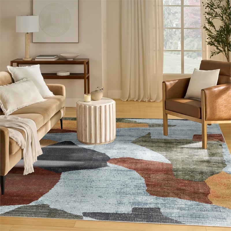 Nourison Home Nordic 8' x 10' Polyester Blue Multicolor Area Rug