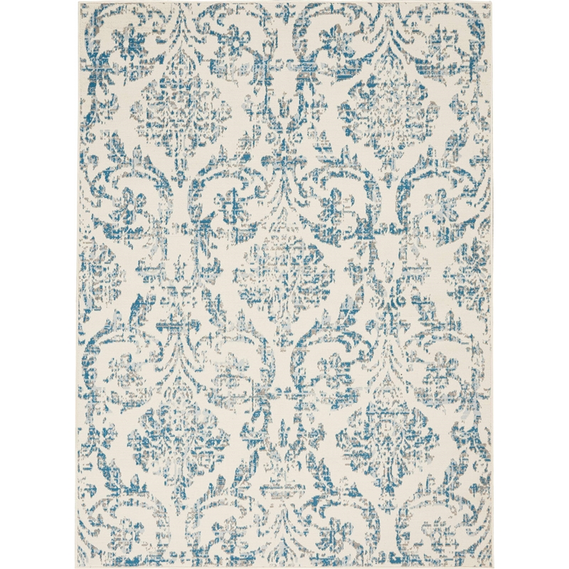 Nourison Home Jubilant 9' x 12' Fabric Ivory Blue Area Rug