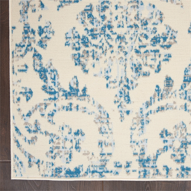 Nourison Home Jubilant 9' x 12' Fabric Ivory Blue Area Rug