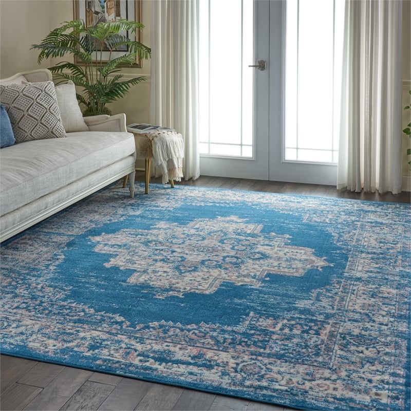 Nourison Home Grafix 9' x 12' Fabric Blue Area Rug