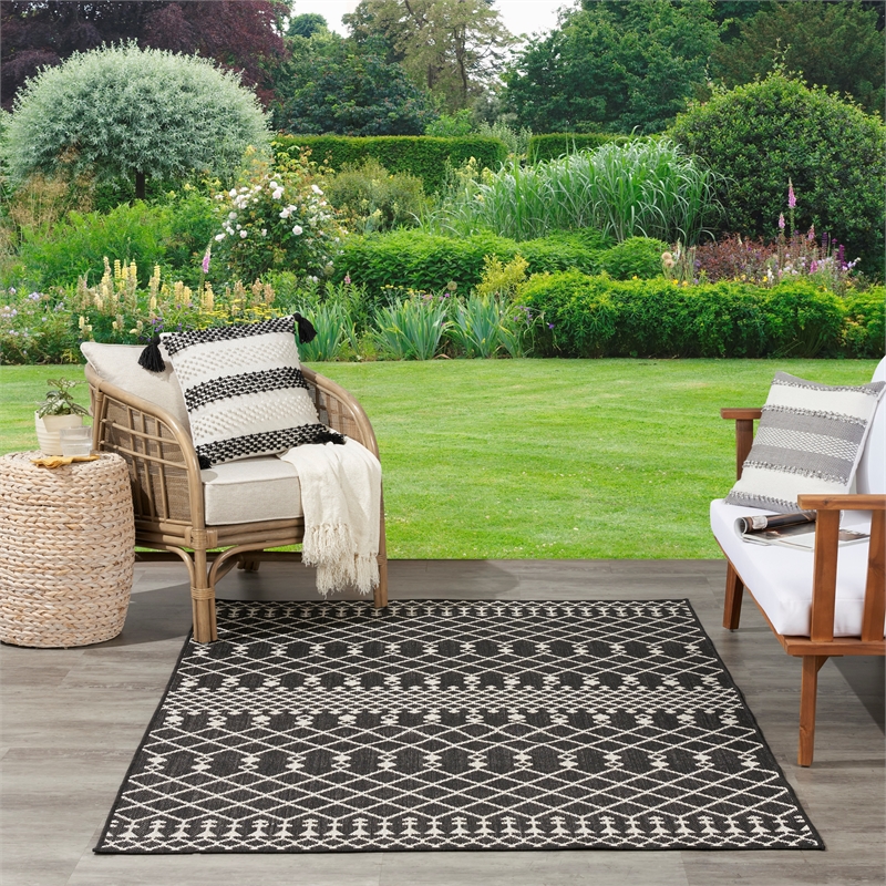 Nourison Positano 6' x 9' Fabric Black Area Rug