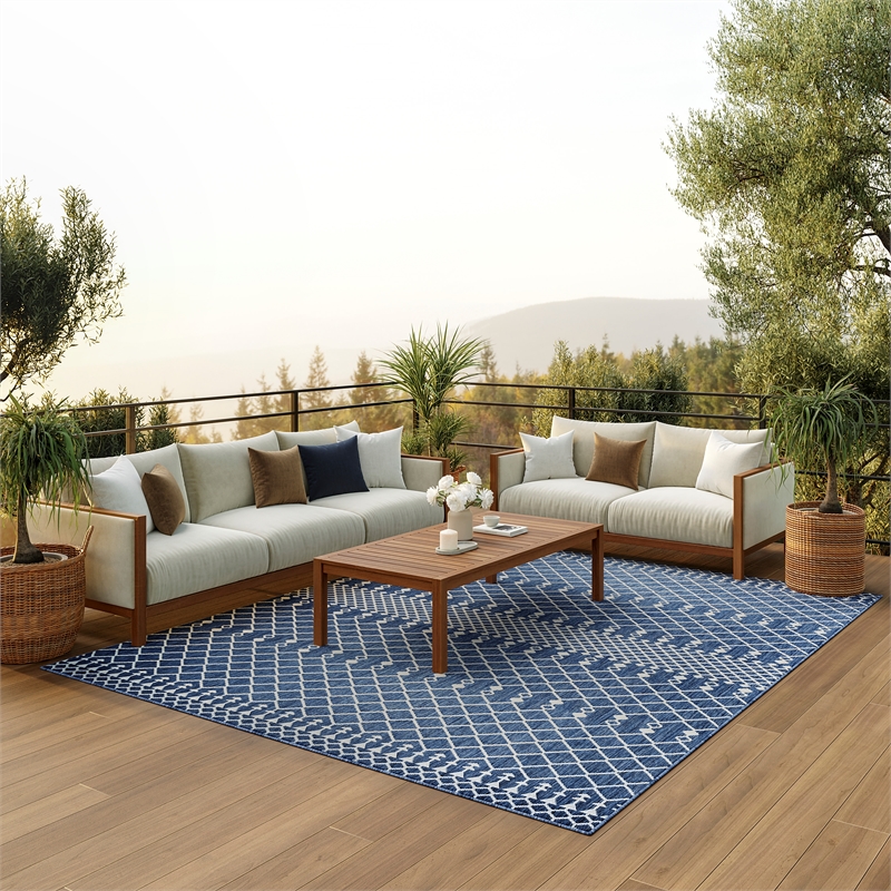 Nourison Positano 6' x 9' Fabric Navy Blue Area Rug