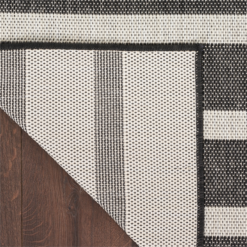 Nourison Positano 6' x 9' Fabric Black Ivory Area Rug