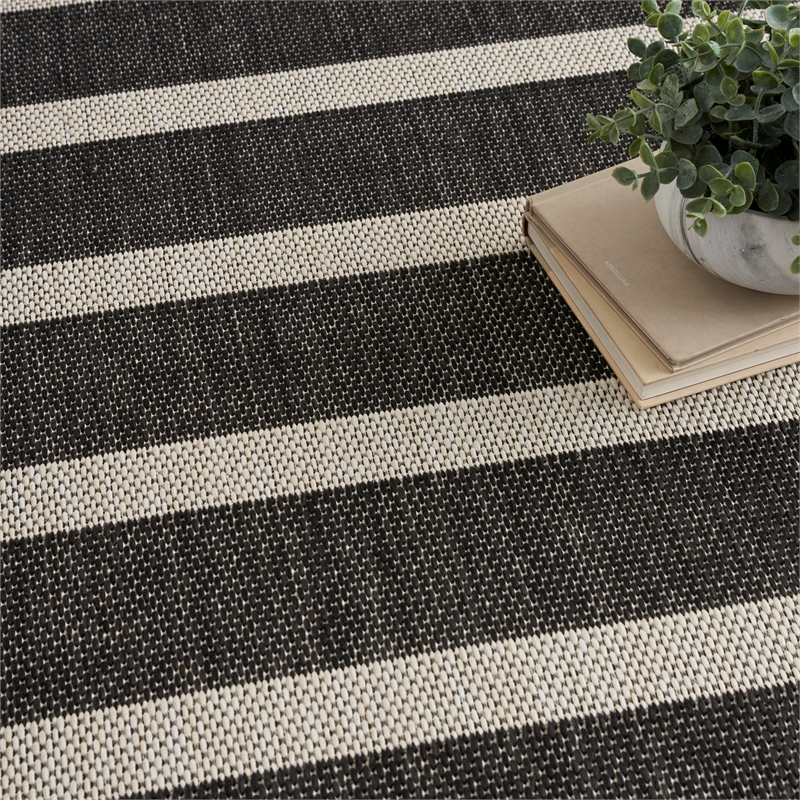Nourison Positano 6' x 9' Fabric Black Ivory Area Rug