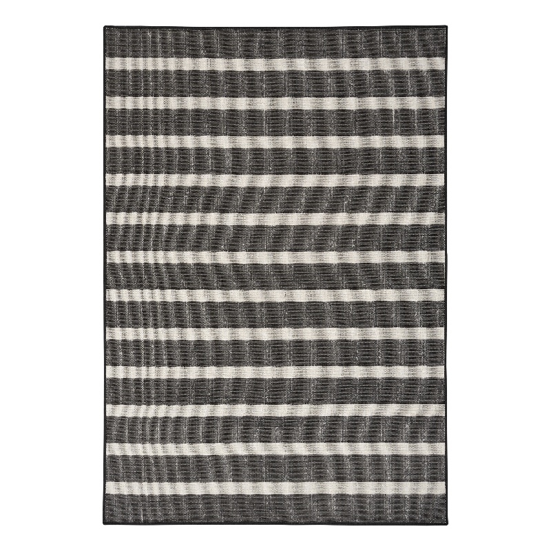 Nourison Positano 6' x 9' Fabric Black Ivory Area Rug
