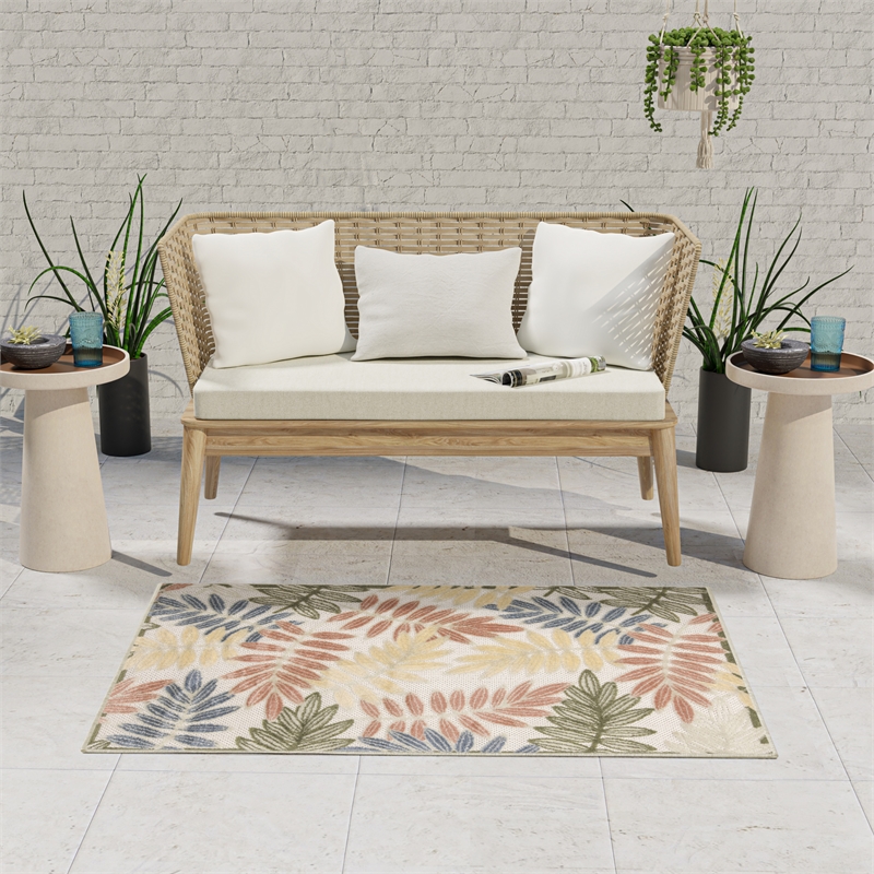 Nourison Positano 6' x 9' Fabric Blue Green Ivory Area Rug