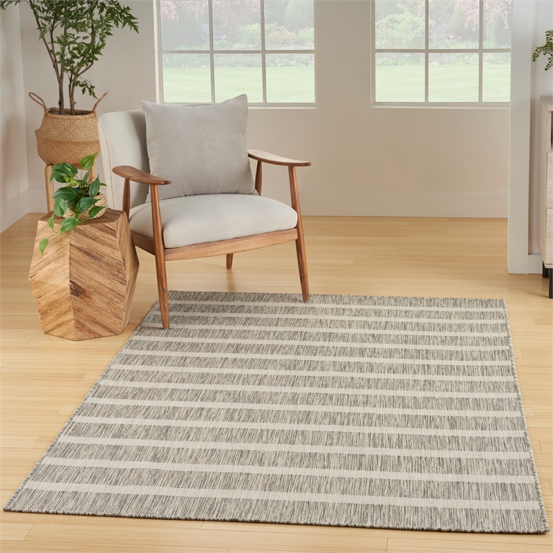 Nourison Positano 6' x 9' Fabric Grey Ivory Area Rug