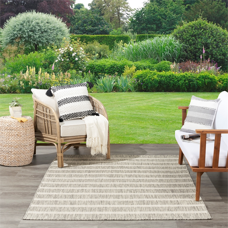 Nourison Positano 6' x 9' Fabric Grey Ivory Area Rug