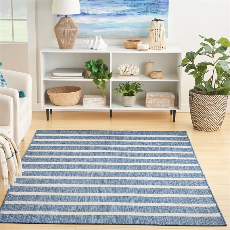 Nourison Positano 6' x 9' Fabric Navy Ivory Area Rug