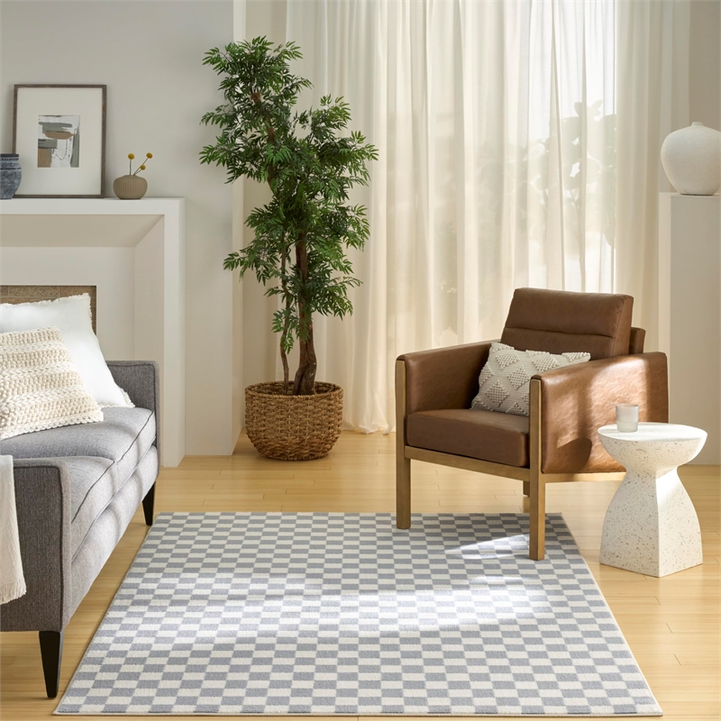 Nourison Home Serenity Home 6' x 9' Polyester Ivory Blue Area Rug