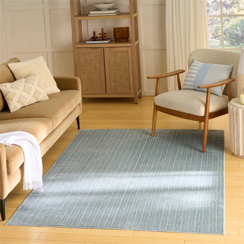 Nourison Home Washable Charm 4' x 6' Polyester Blue Ivory Area Rug