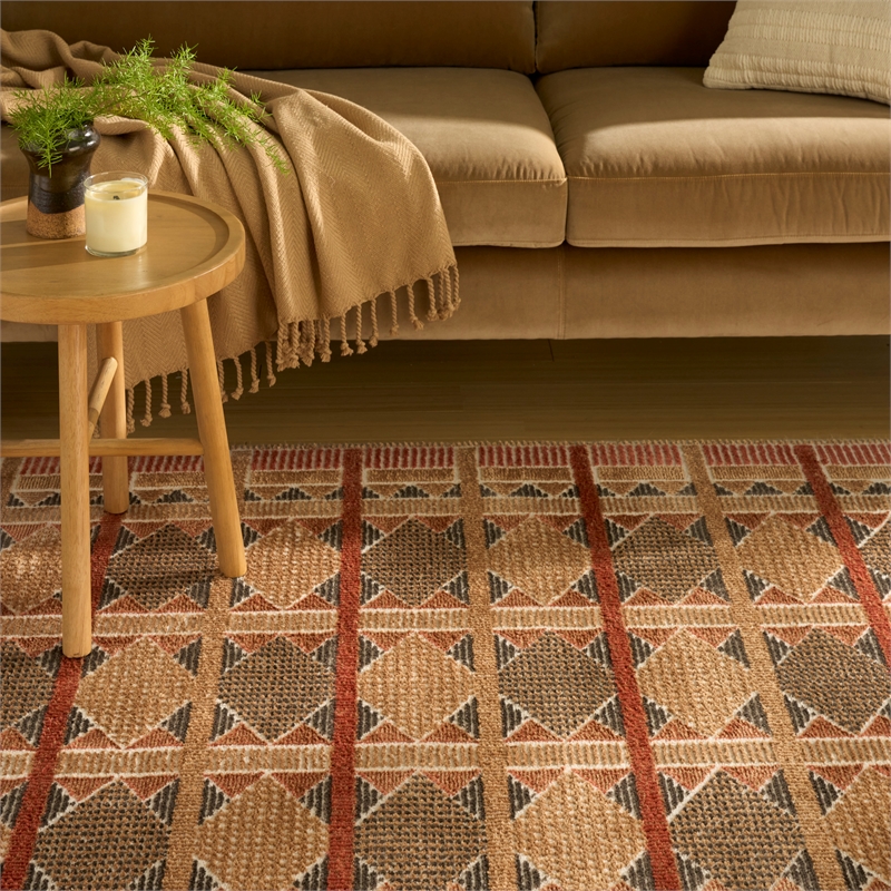 Nourison Home Nordic 5' x 7' Polyester Rust Multicolor Area Rug