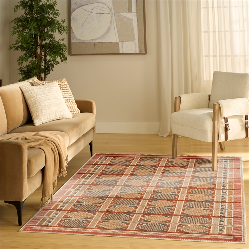 Nourison Home Nordic 5' x 7' Polyester Rust Multicolor Area Rug