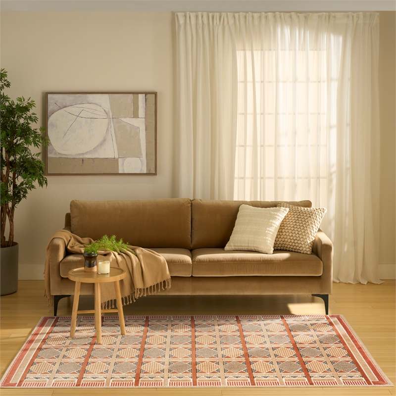 Nourison Home Nordic 5' x 7' Polyester Rust Multicolor Area Rug