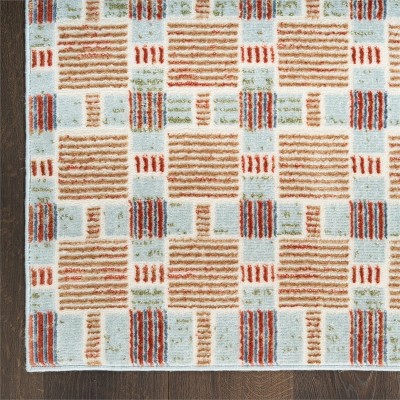 Nourison Home Nordic 6' Runner Polyester Rust Multicolor Area Rug