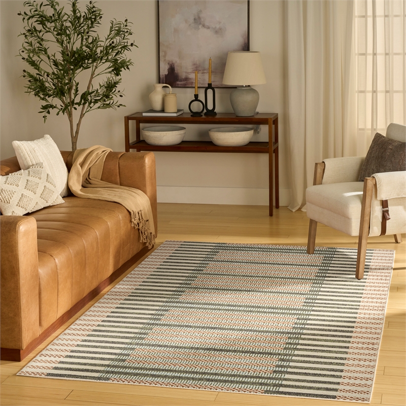 Nourison Home Nordic 5' x 7' Polyester Ivory Multicolor Area Rug
