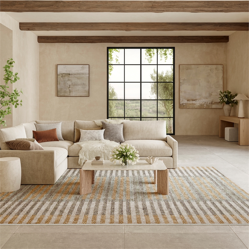 Nourison Home Nordic 8' x 10' Polyester Ivory Multicolor Area Rug