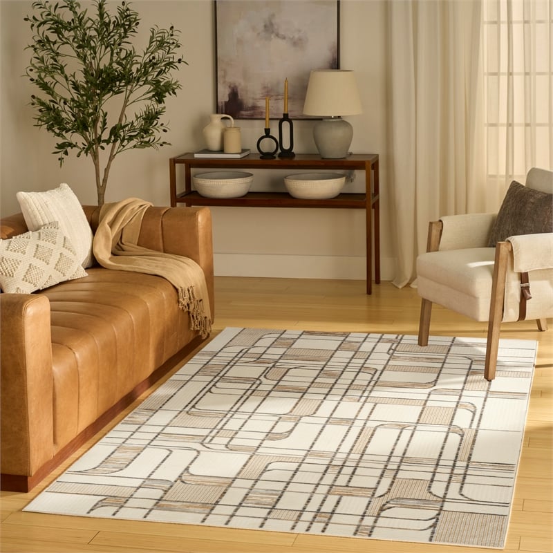 Nourison Home Nordic 5' x 7' Polyester Ivory Multicolor Area Rug