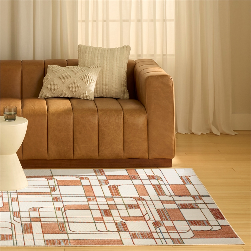 Nourison Home Nordic 5' x 7' Polyester Ivory Rust Area Rug