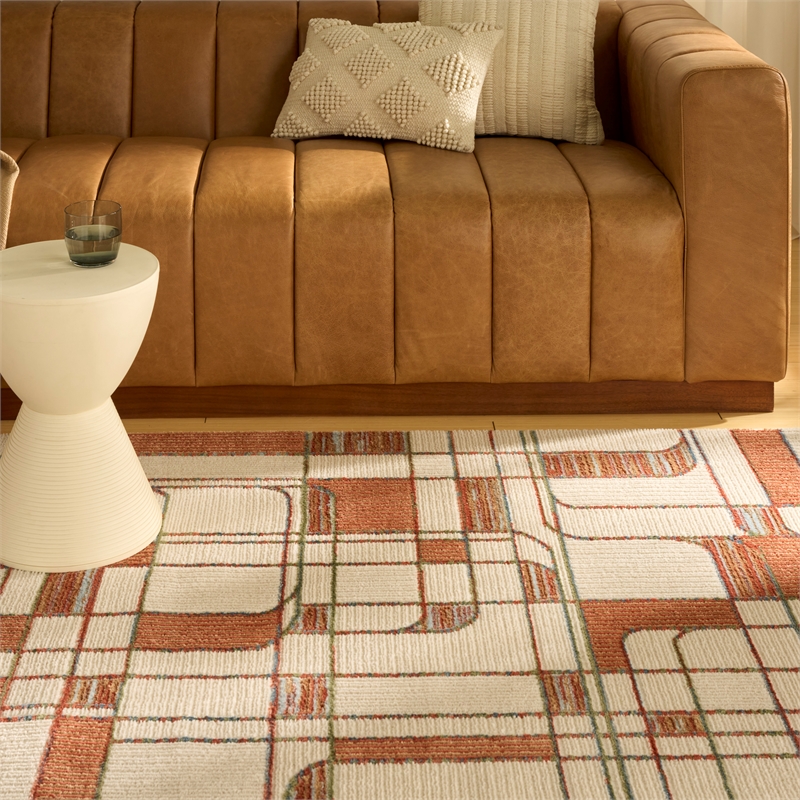 Nourison Home Nordic 5' x 7' Polyester Ivory Rust Area Rug