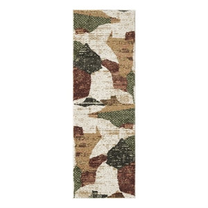 Nourison Home Nordic 6' Runner Polyester Beige Multicolor Area Rug