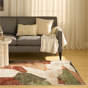 Nourison Home Nordic 4' x 6' Polyester Beige Multicolor Area Rug