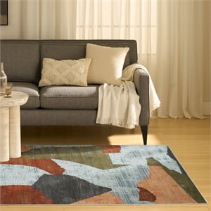 Nourison Home Nordic 5' x 7' Polyester Blue Multicolor Area Rug
