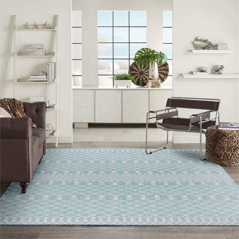 Nourison Positano 8' x 10' Fabric Aqua Area Rug