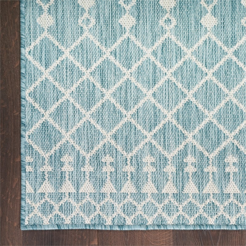 nourison positano 9' x 12' fabric aqua area rug