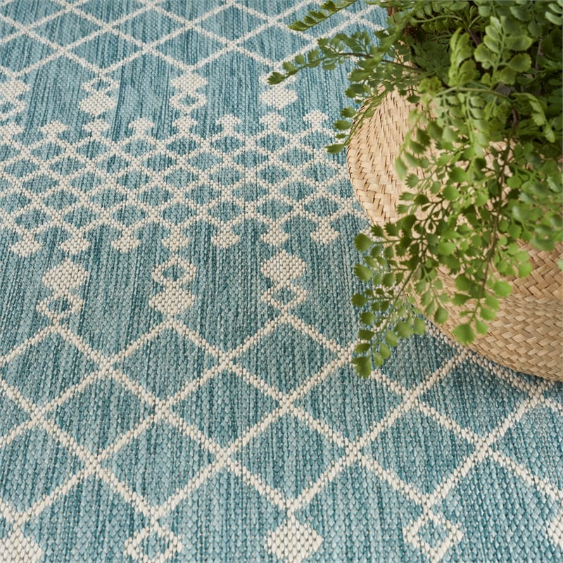 nourison positano 9' x 12' fabric aqua area rug