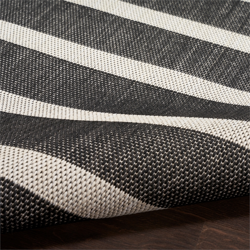 Nourison Positano 9' x 12' Fabric Black Ivory Area Rug