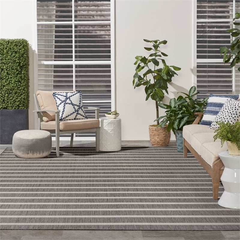 Nourison Positano 9' x 12' Charcoal Ivory Area Rug