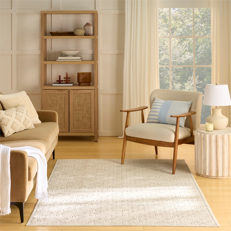 Nourison Home Washable Charm 4' x 6' Polyester Ivory Area Rug