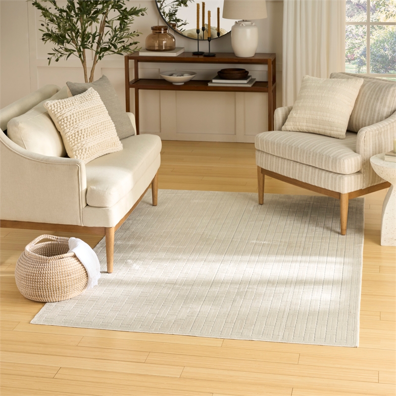 Nourison Home Washable Charm 4' x 6' PolyesterIvory Area Rug